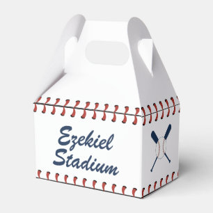 Vintage Americana Navy & Red Baseball Birthday Favor Boxes