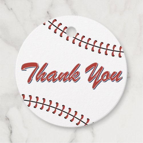 Vintage Americana Navy  Red Baseball Thank You Favor Tags