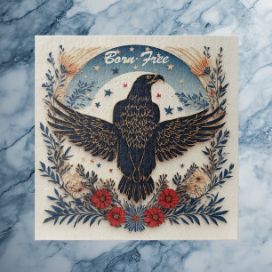 Vintage Americana Patriotic Black Eagle Soft Ivory Jigsaw Puzzle
