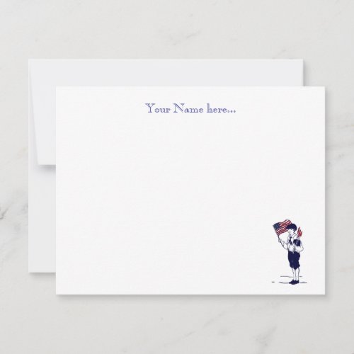 Vintage Americana Patriotic Flag and Fireworks Note Card