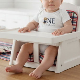 Vintage Americana Plaid Dachshund First Birthday Baby Bodysuit