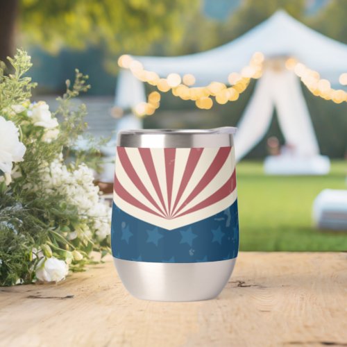 Vintage Americana Red White and Blue Wine Tumbler