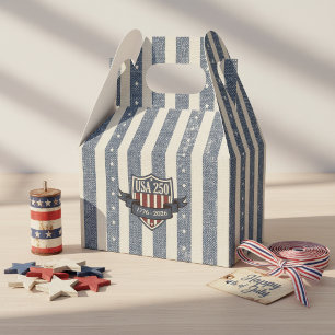 Vintage Americana Stars Stripes USA 250 ID1306 Favor Boxes
