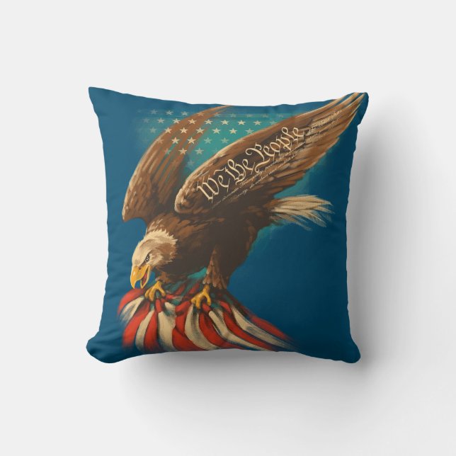Vintage Americana Throw Pillow (Front)