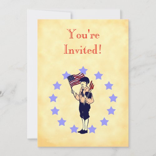 Vintage Americana US Flag Custom Party Invitations