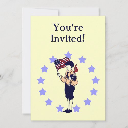 Vintage Americana US Flag Custom Party Invitations