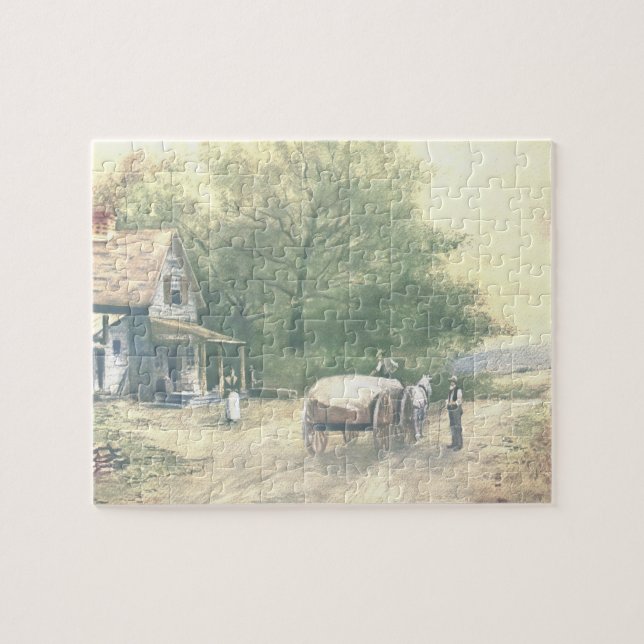 Vintage Amish Farm Scene Puzzle (Horizontal)