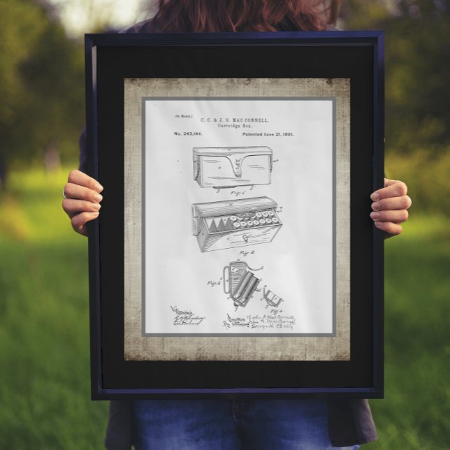Vintage Ammo Cartridge Box Patent Poster (Creator Uploaded)