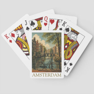 Vintage Amsterdam Canal Bicycle Retro Travel Poker Cards