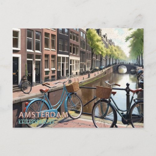 Vintage Amsterdam Keizersgracht Bicycle Postcard