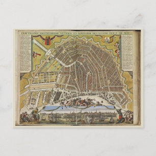 Vintage Amsterdam map Postcard