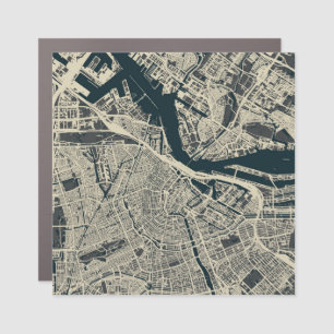 Vintage Amsterdam Map: Retro Minimalist Car Magnet
