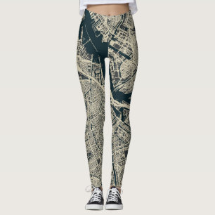 Vintage Amsterdam Map: Retro Minimalist Leggings