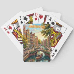 Vintage Amsterdam Netherlands - Colorful Canal Poker Cards