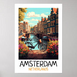 Vintage Amsterdam Netherlands Painting Poster
