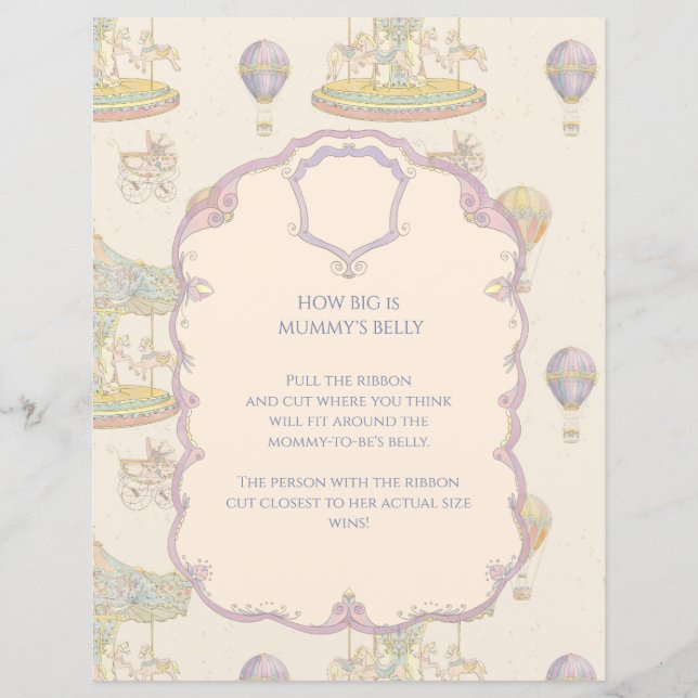 Vintage Amusement Park Baby Shower Guessing Game (Front)