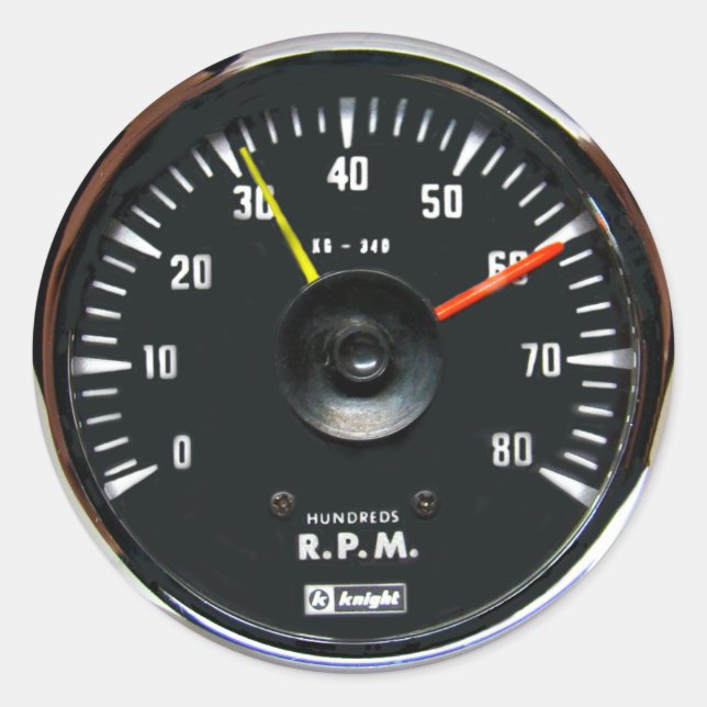 Vintage Analog Auto Tachometer Glossy Sticker (Front)