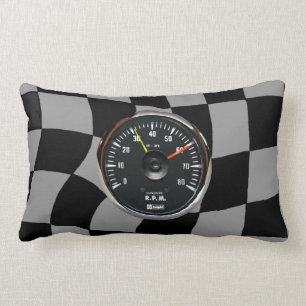 Vintage Analog Auto Tachometer Lumbar Throw Pillow