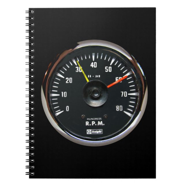 Vintage Analog Auto Tachometer Notebook (Front)