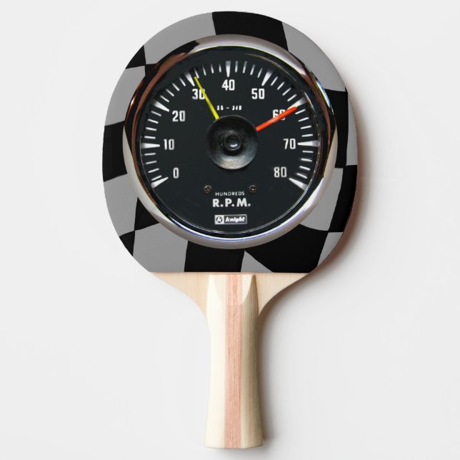 Vintage Analog Auto Tachometer Ping Pong Paddle (Front)