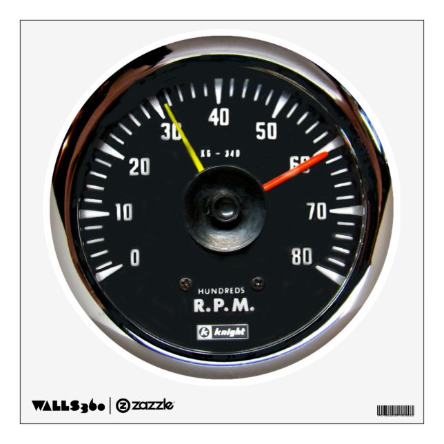 Vintage Analog Auto Tachometer Wall Decal (Front)