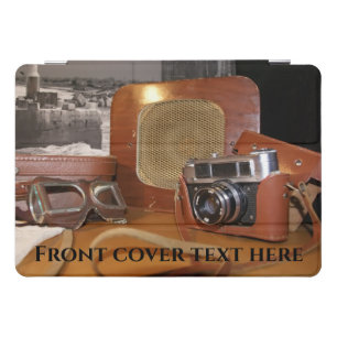 Vintage analog camera in leather brown case