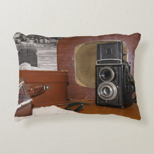 Vintage analog Camera-recorder Accent Pillow