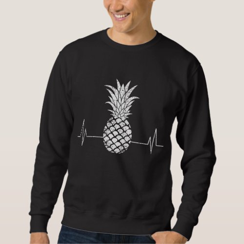 Vintage Ananas Heartbeat Heartline ECG Fruit Green Sweatshirt