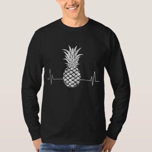 Vintage Ananas Heartbeat Heartline ECG Fruit Green T_Shirt