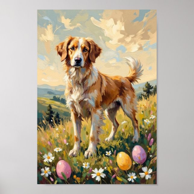Vintage Anatolian Shepherd Easter Art Poster (Front)