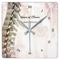 Vintage Anatomic Spine Chiropractor Clinic Square Wall Clock Vintage Anatomic Spine Chiropractor Clinic Square Wall Clock