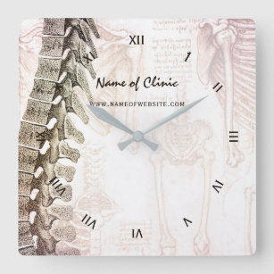 Vintage Anatomic Spine Chiropractor Clinic Square Wall Clock