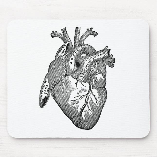 Vintage Anatomical Heart Mouse Pad (Front)