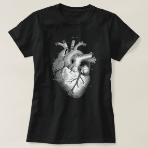 Vintage Anatomical Heart Womens Black T-shirt