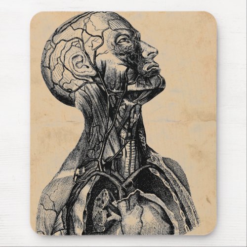 Vintage Anatomical Illustration of the Upper Body Mouse Pad