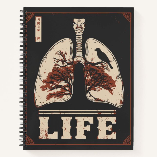 Vintage Anatomical Lungs | Breath Life Art Notebook (Front)