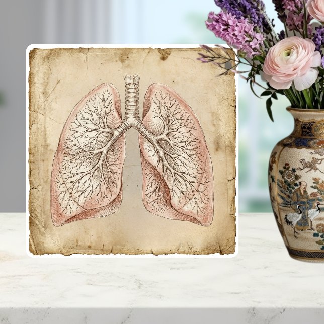 Vintage Anatomical Lungs Illustration Sketch Ceramic Tile (Creator Uploaded)