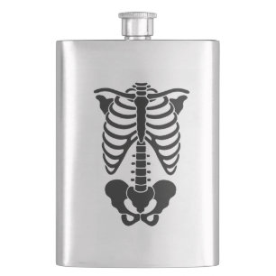 Vintage Anatomical Skeleton Ribcage Graphic Gothic Flask