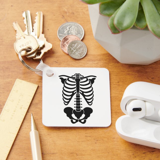 Vintage Anatomical Skeleton Ribcage Graphic Gothic Keychain (Desk)