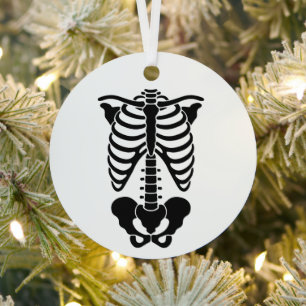 Vintage Anatomical Skeleton Ribcage Graphic Gothic Metal Ornament