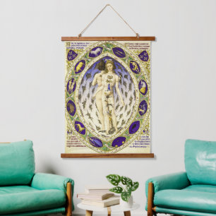 Vintage Anatomical Zodiac Man Hanging Tapestry