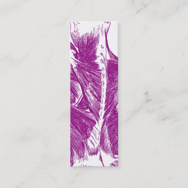 Vintage Anatomy | Back Muscles | Purple Mini Business Card (Front)
