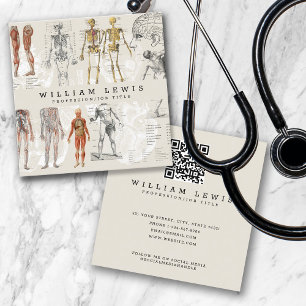 Vintage Anatomy Biology Art QR Code Social Media Square Business Card