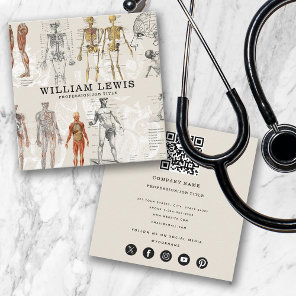 Vintage Anatomy Biology Art QR Code Social Media Square Business Card