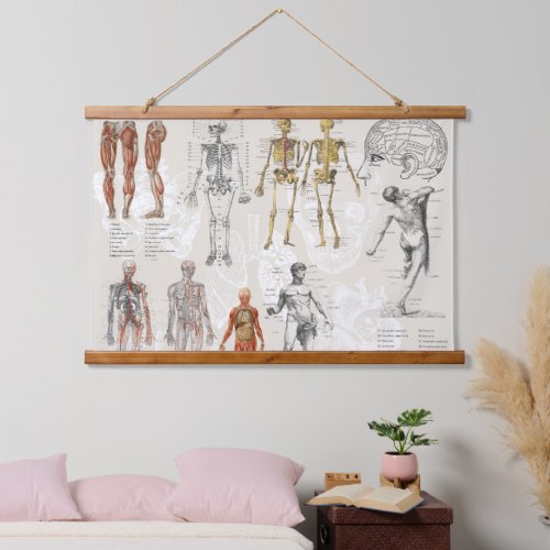 Vintage Anatomy Biology Illustrations Hanging Tapestry