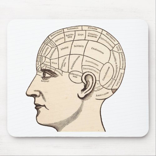 Vintage Anatomy Brain Map Image Mouse Pad