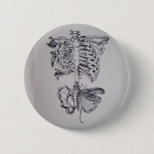 Vintage Anatomy Drawing Rib cage Skeleton Button