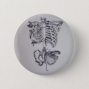 Vintage Anatomy Drawing Rib Cage Skeleton Button by ebhaynes at Zazzle
