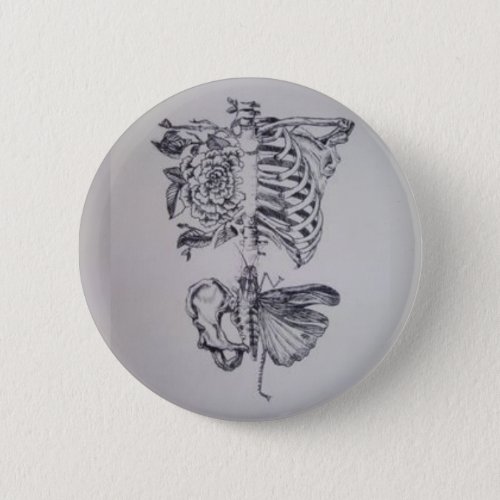 Vintage Anatomy Drawing Rib cage Skeleton Button