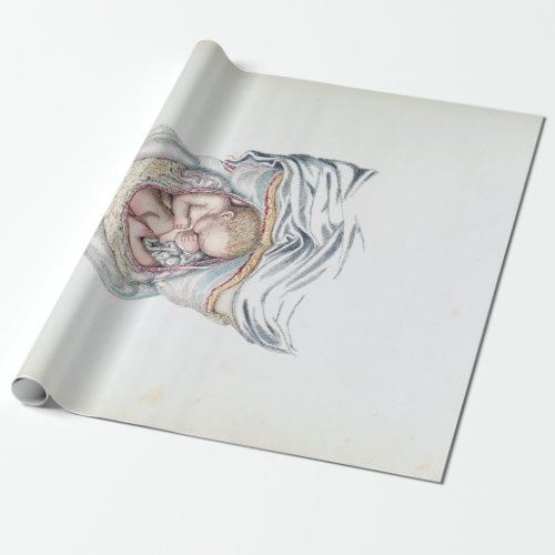 Vintage Anatomy of a Human Infant in Womb Wrapping Paper